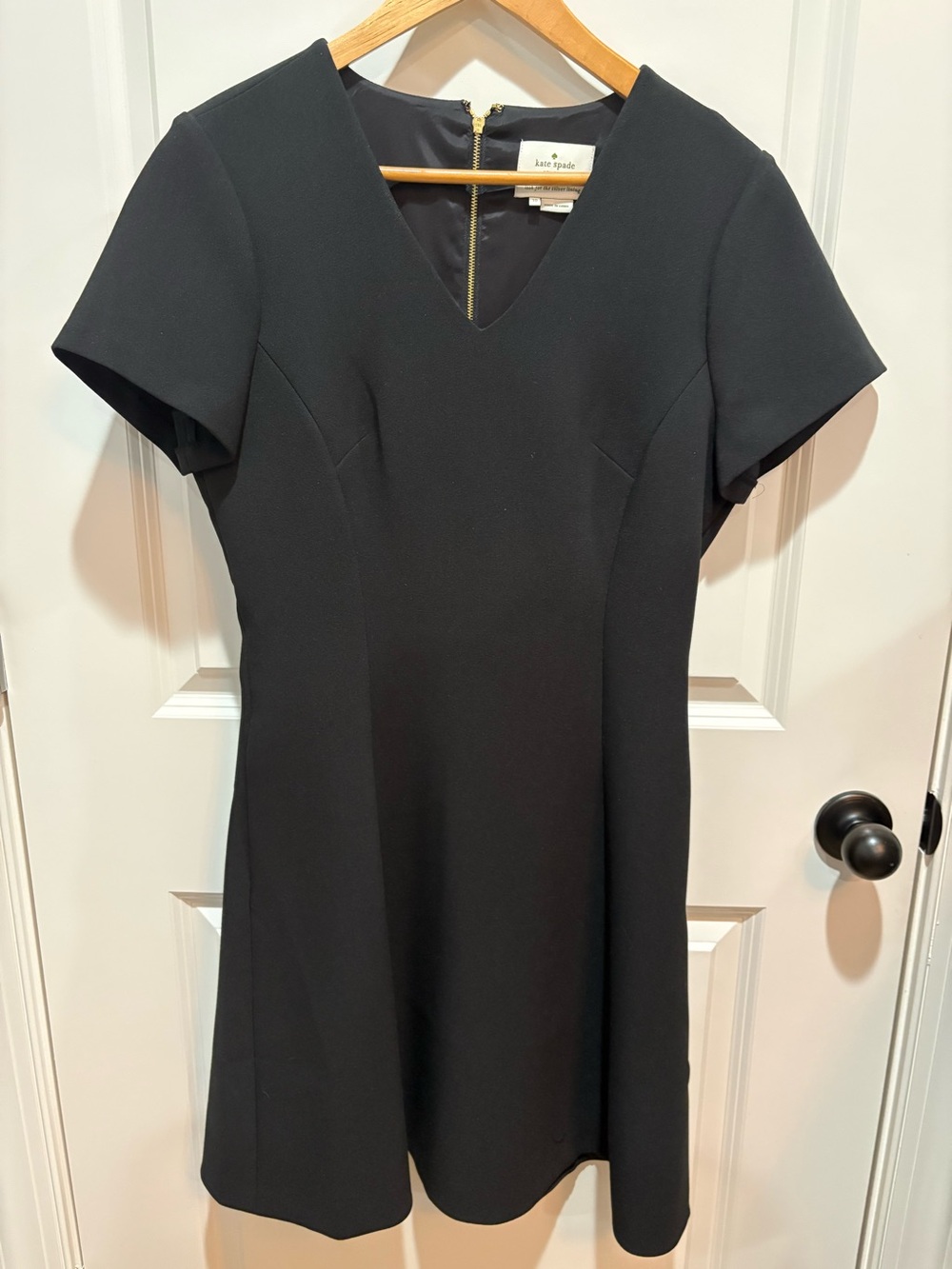kate spade Black Short-Sleeve V-Neck Fit-and-Flare Dress